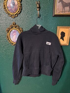Bearded Goat Navy Blue Cropped Hoodie Baggy Size Small